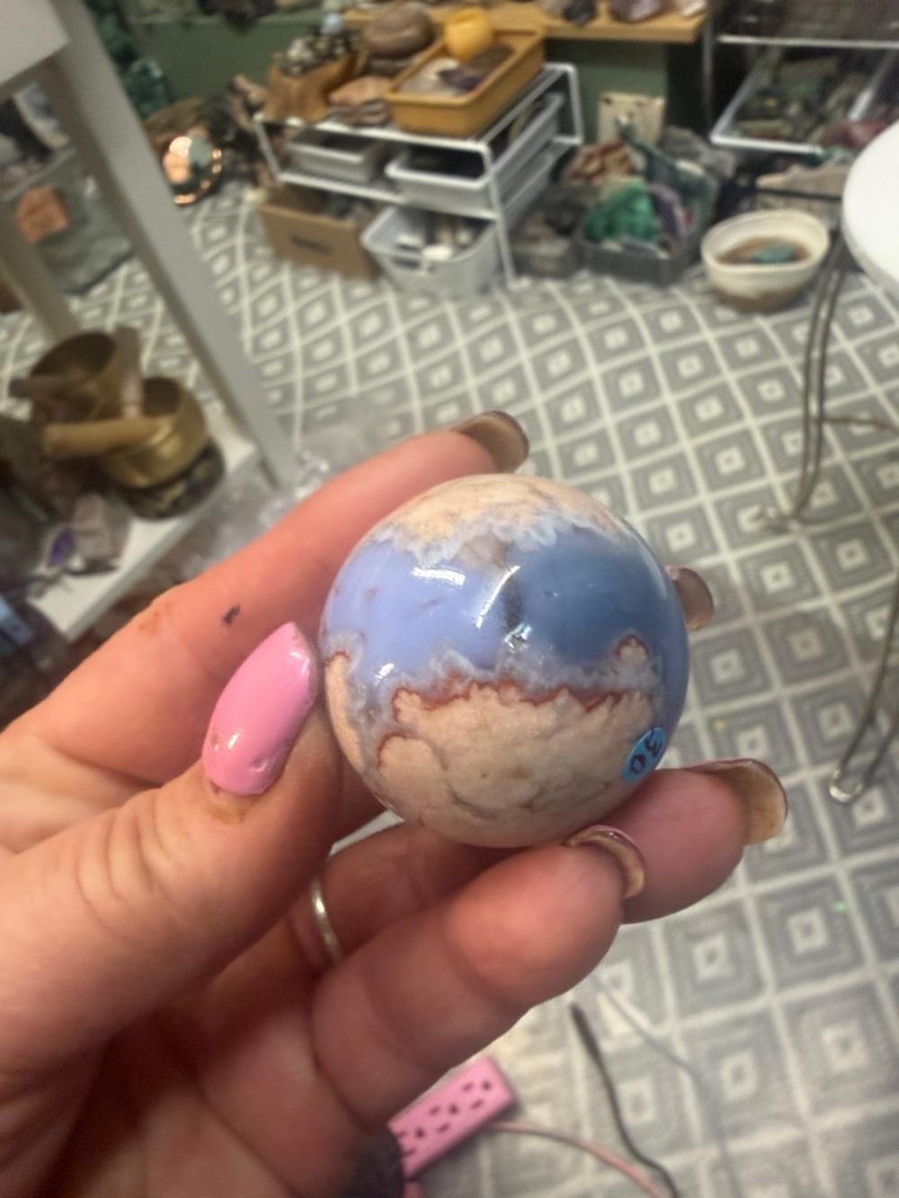 Blue Flower Agate Sphere